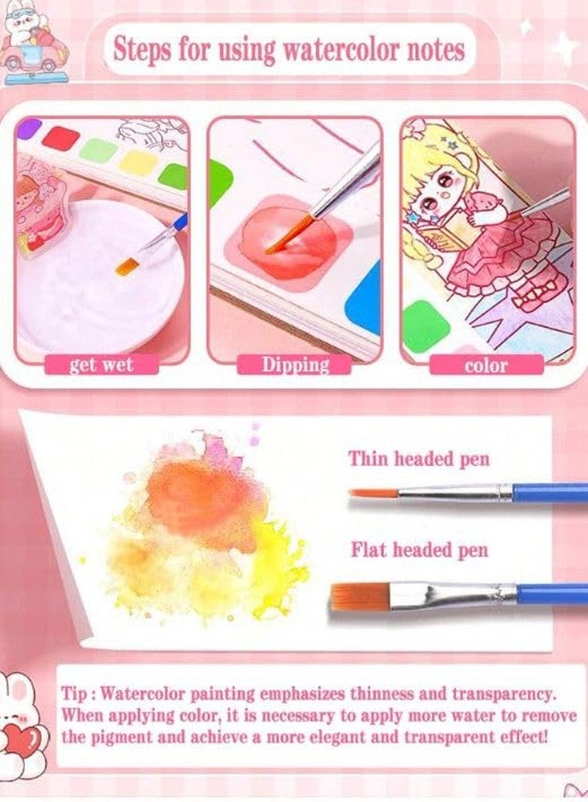 Oango Kid's Doll Watercolor Coloring Book, Doodle Drawing & Filling Book, 2 Sets with Brush Kids Travel Coloring Water Paintings Mini Magic Paint Books Drawing Paper Kit for Girls Boys Toddlers - Image 3